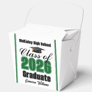 Custom Green Class of 2026 Graduation Party Favor Boxes