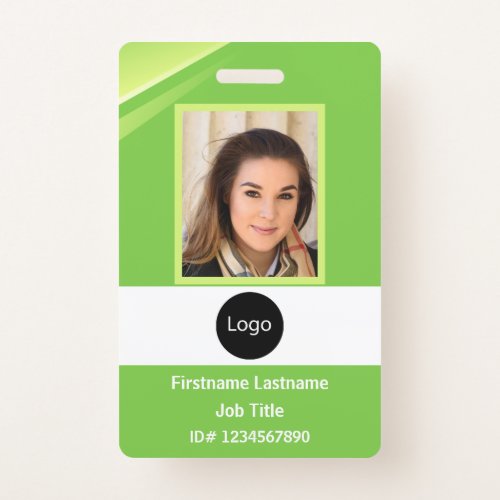 custom green company employee Photo Logo Code Badge