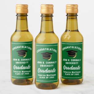 Custom Green Congratulations Graduation Party Mini Wine Label