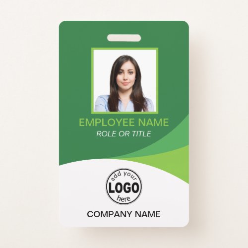 Custom Green Corporate Employee Photo Name Tags Badge