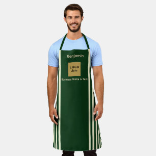 Custom Green & Cream Stripe Apron