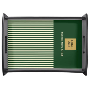 Custom Green & Cream Stripe Serving Tray