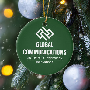 Custom Green Cyber Computer Company Christmas Ceramic Ornament