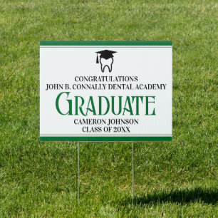 Custom Green Dental School Graduation Yard Sign
