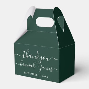 Custom Green Elegant Thank You Wedding Favor Boxes