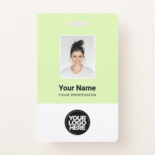 Custom Green Employee Photo Bar Code Logo Name Badge