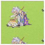 Custom Green Fabric Happy Halloween With Witch