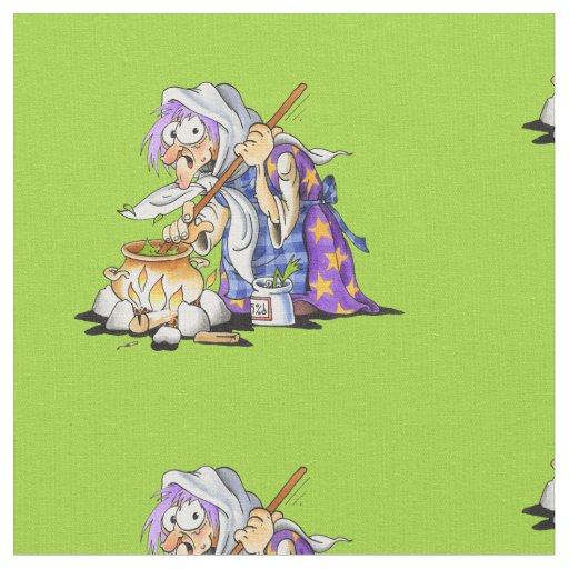 Custom Green Fabric Happy Halloween With Witch