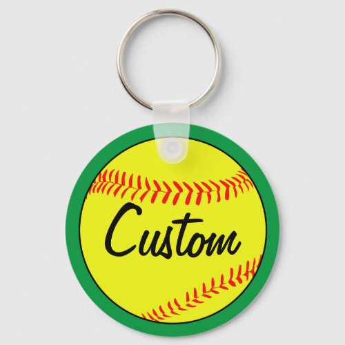 Custom Green Fastpitch Softball Team or Player Keychain