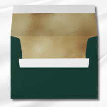 Custom Green Faux Gold Foil Formal 5x7 Envelope