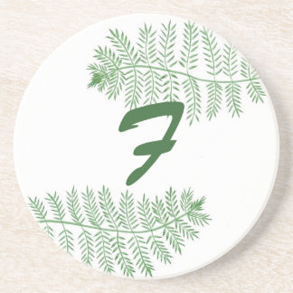Custom Green Fern Monogram Coasters by CherylsArt