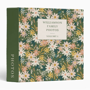 Custom Green Floral Family Photo Album 3 Ring Binder