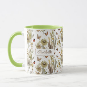 Custom Green Floral Nature-Inspired Gift for Her Mug