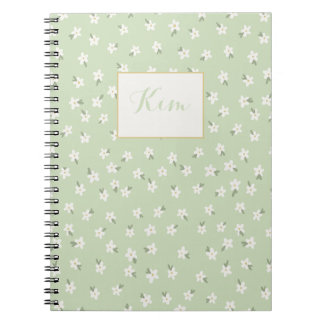 Custom green floral notebook