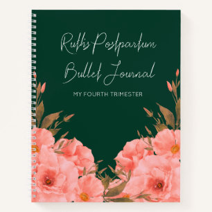 Custom Green Floral Postpartum Journal New Moms