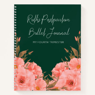 Custom Green Floral Postpartum Journal | New Moms