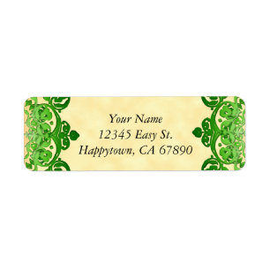 Custom Green Floral Vintage Art Address Labels