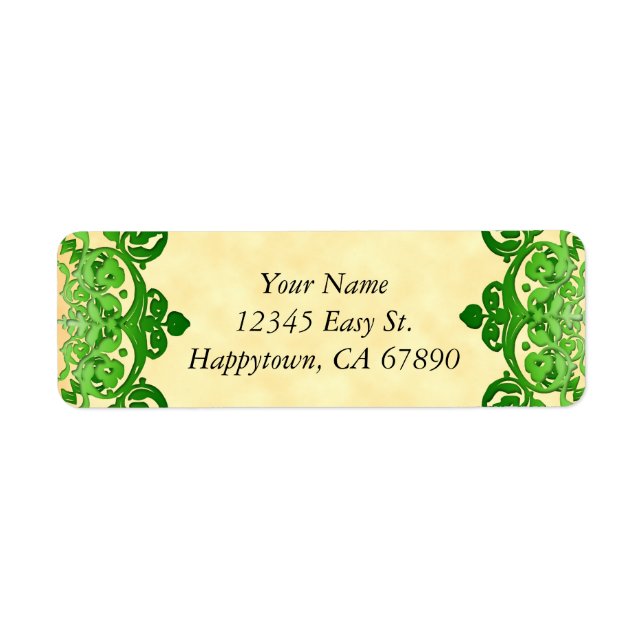 Custom Green Floral Vintage Art Address Labels (Front)