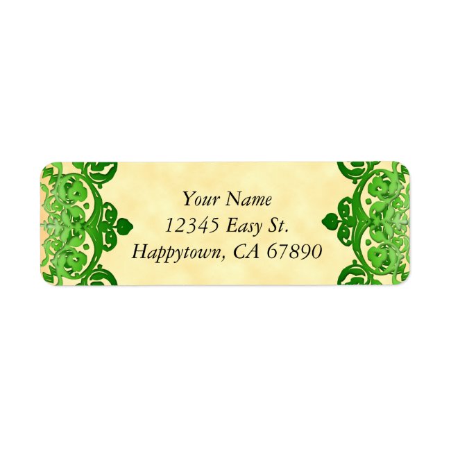 Custom Green Floral Vintage Art Address Labels