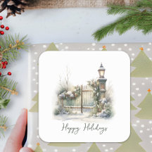 Custom Green Foliage Berries Snow Winter Christmas