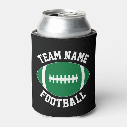 Custom Green Football Team Name Personalized Text Can Cooler