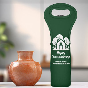 Custom Green Forest Happy Housewarming Gift Wine Bag