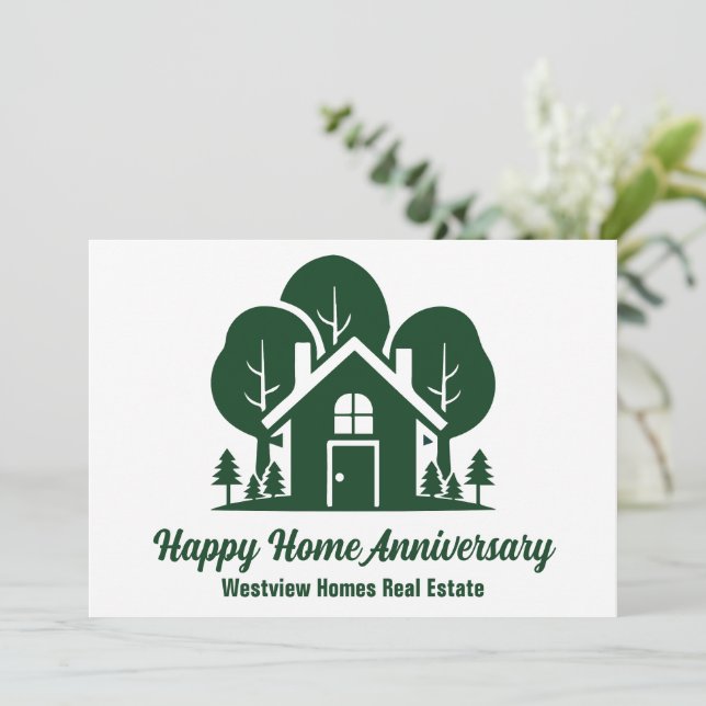Custom Green Forest House Real Estate Company Card (Standing Front)