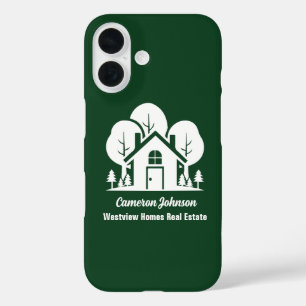Custom Green Forest House Real Estate Company iPhone 16 Case