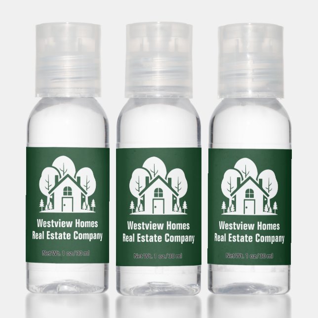 Custom Green Forest House Real Estate Company Hand Sanitizer (Set)