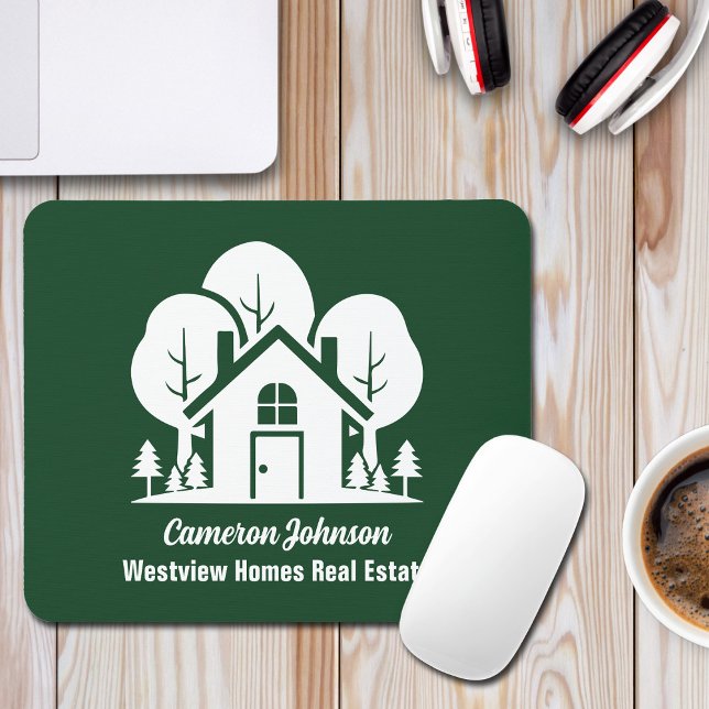 Custom Green Forest House Real Estate Company Mouse Pad (Creator Uploaded)