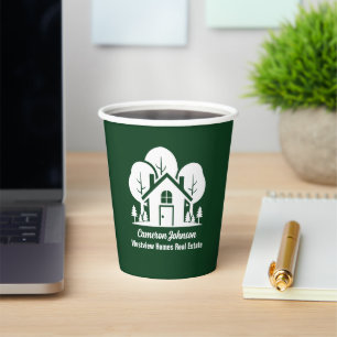 Custom Green Forest House Real Estate Company Paper Cups
