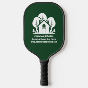 Custom Green Forest House Real Estate Company Pickleball Paddle