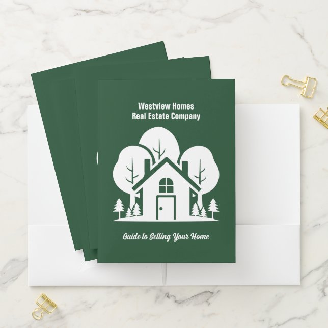 Custom Green Forest House Real Estate Company Pocket Folder (In Situ)