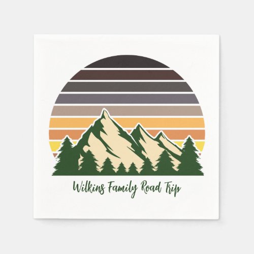 Custom Green Forest Mountain Nature Party Napkins