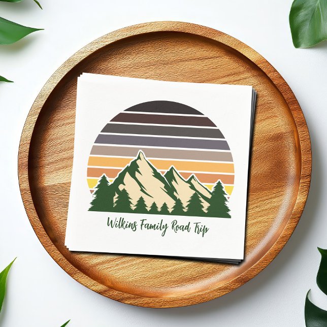 Custom Green Forest Mountain Nature Party Napkins (Creator Uploaded)
