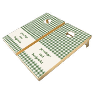 Custom Green Gingham Holiday Wedding Party Lawn Cornhole Set