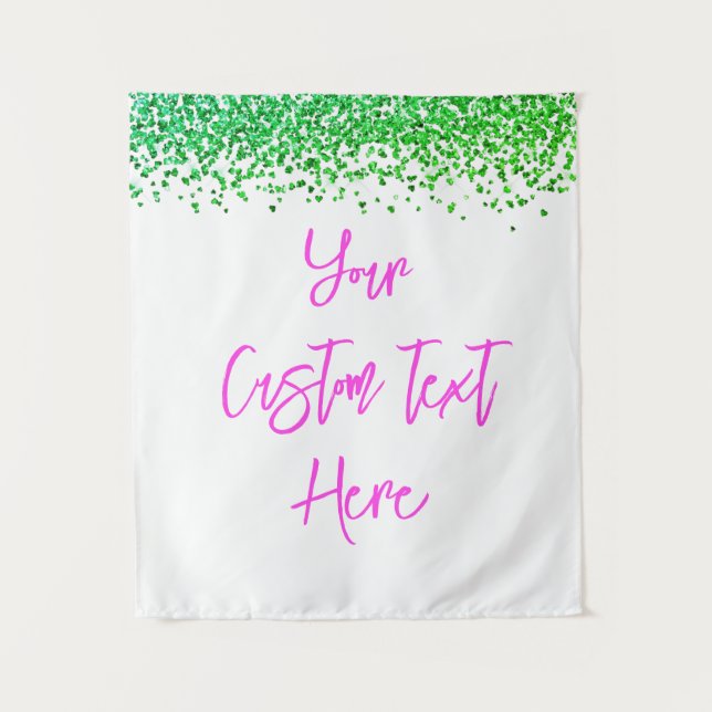 Custom Green Glitter Birthday Party Photo Booth Tapestry (Front)