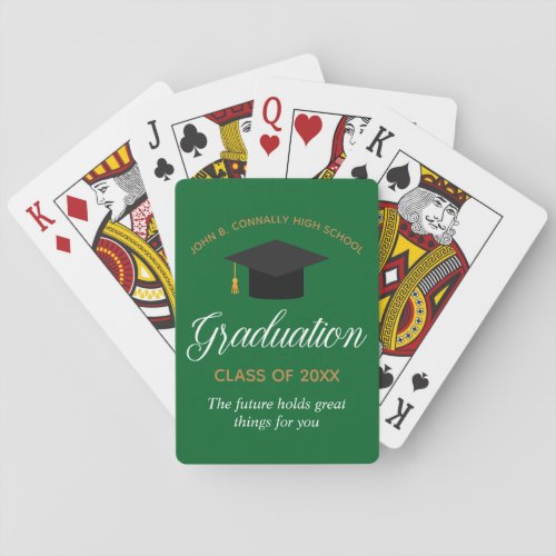 Custom Green Gold Graduation 2024 Graduate Gift Playing Cards