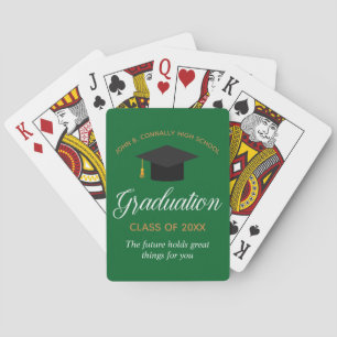 Custom Green Gold Graduation 2025 Graduate Gift Poker Cards