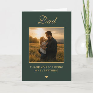 Custom Green Gold Minimal Father’s Day Photo Card