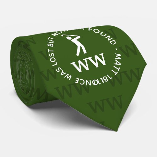 Custom Green GOLF Monogram  Neck Tie