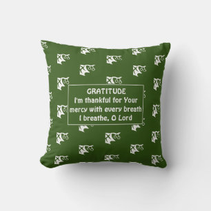 Custom Green GRATITUDE Throw Pillow