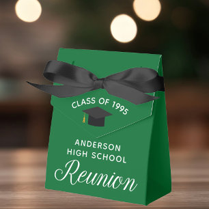 Custom Green High School Reunion Party Favor Boxes