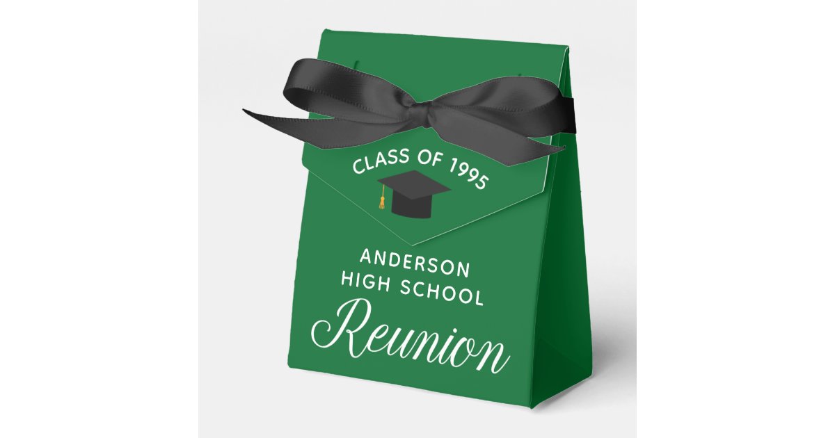 Custom Green High School Reunion Party Favor Boxes | Zazzle