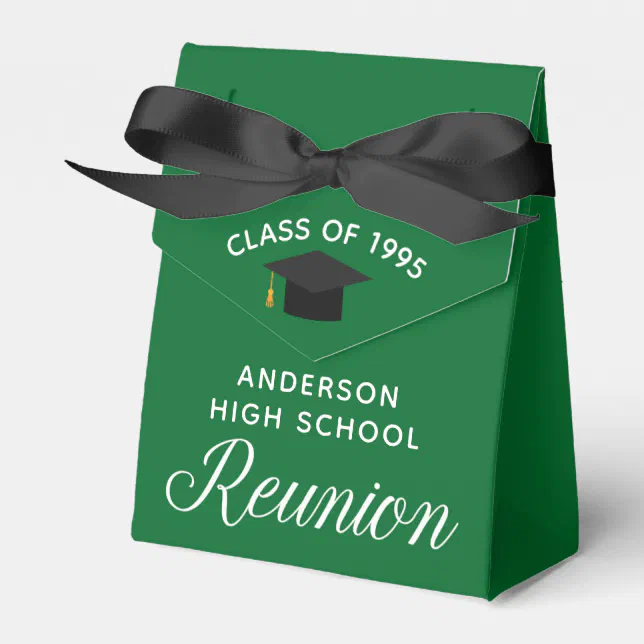 Custom Green High School Reunion Party Favor Boxes | Zazzle