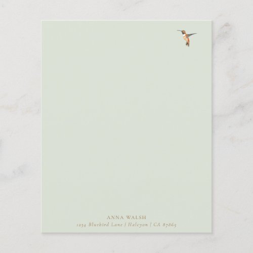 Custom Green Hummingbird Stationery Paper