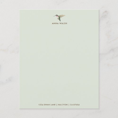 Custom Green Hummingbird Stationery Paper