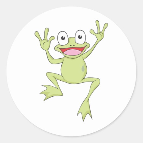 Custom Green Jumping Frog Classic Round Sticker