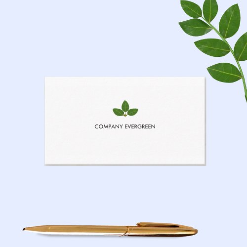 Custom Green Laurel Leaves Logo on White Business Card