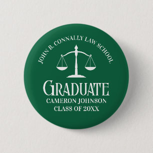 Custom Green Law School Graduation Keepsake Button